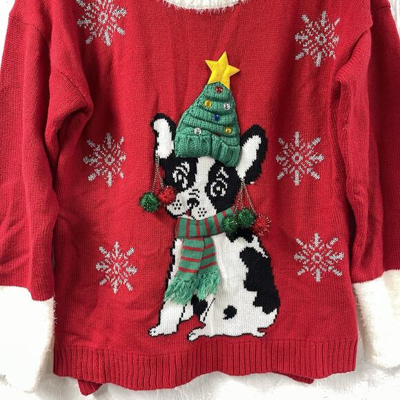 Not So Ugly Christmas Sweater Pug Tree Bells Medium Festive Fun Holiday - Picture 4 of 9